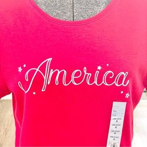 NWT red and white America, short sleeve crewneck T-shirt